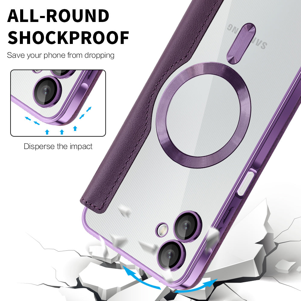 MagSafe-kuori Samsung Galaxy A06 A065:lle, Techsuit, SmartMag Book, Violetti