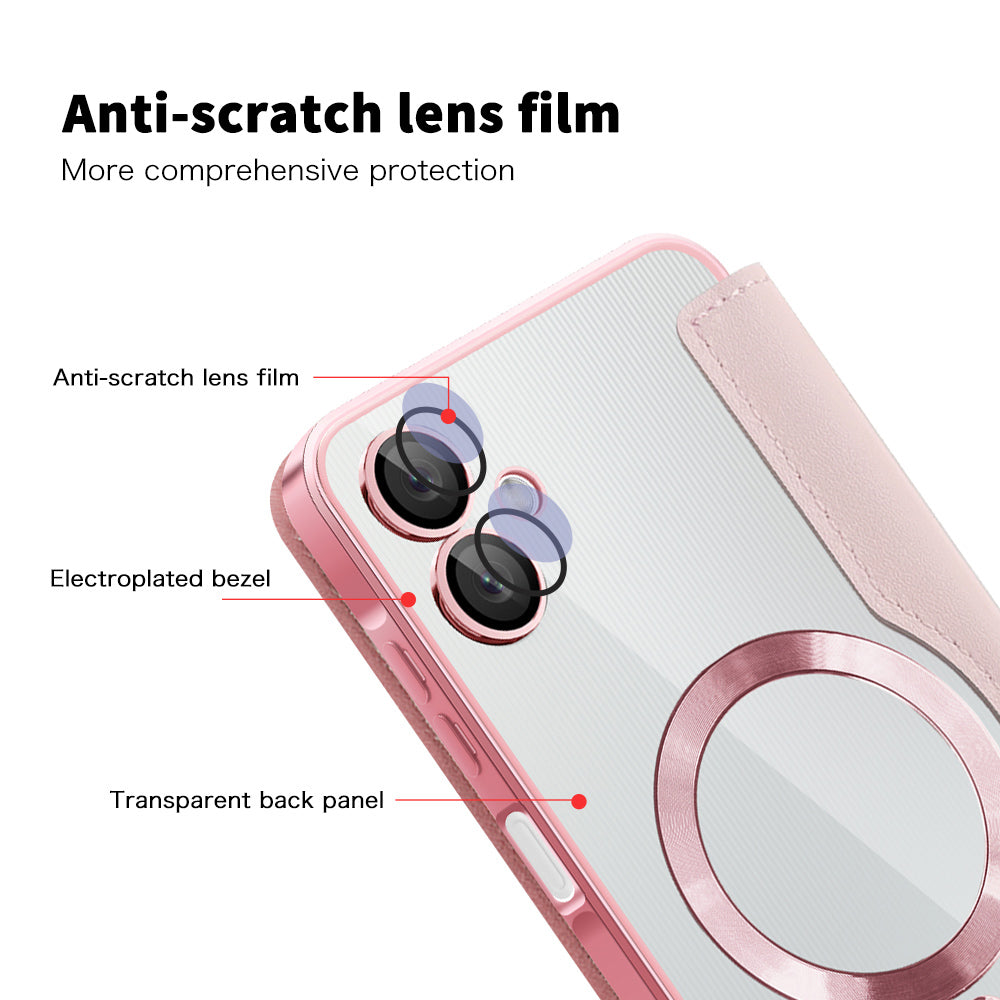 MagSafe-kuori Samsung Galaxy A06 A065:lle, Techsuit, SmartMag Book, Vaaleanpunainen