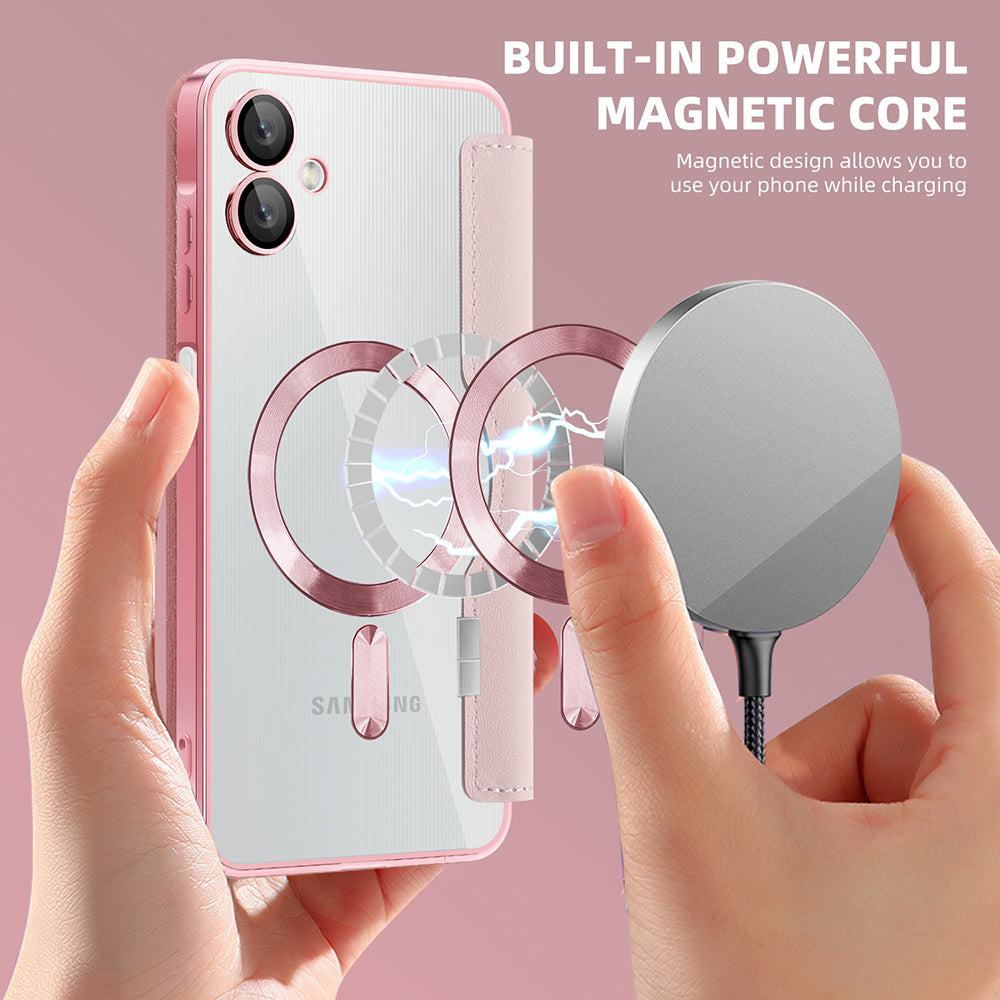 MagSafe-kuori Samsung Galaxy A06 A065:lle, Techsuit, SmartMag Book, Vaaleanpunainen