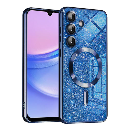 MagSafe-kuori Samsung Galaxy A15 5G A156 / A15 A155:lle, Techsuit, Luxury Glitter, Tummansininen