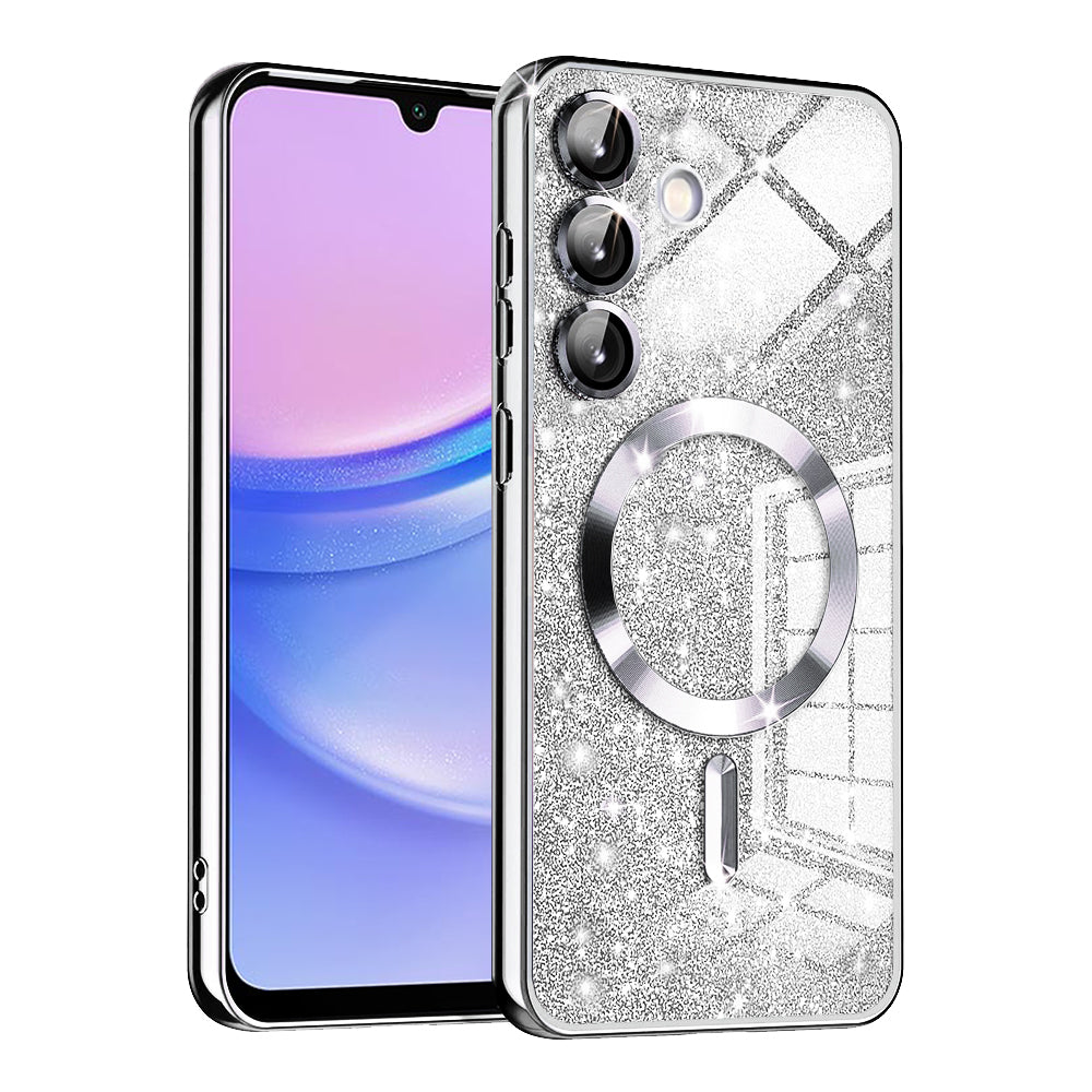MagSafe-kuori Samsung Galaxy A15 5G A156 / A15 A155:lle, Techsuit, Luxury Glitter, Hopea