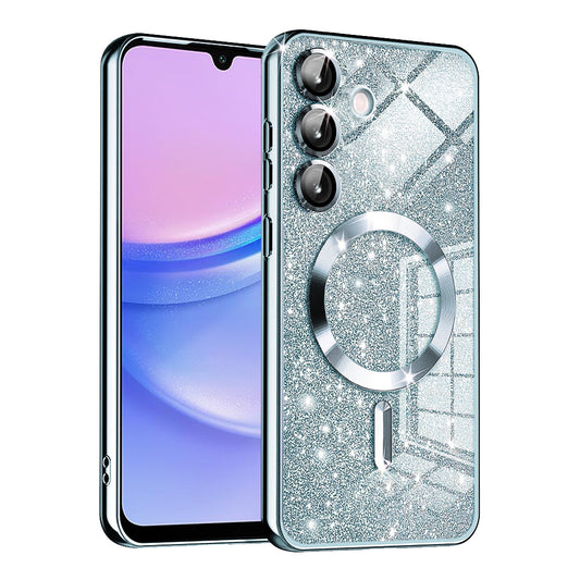 MagSafe-kuori Samsung Galaxy A15 5G A156 / A15 A155:lle, Techsuit, Luxury Glitter, Bleu