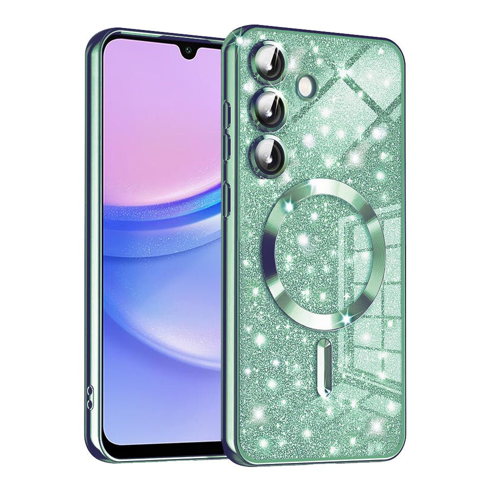 MagSafe-kuori Samsung Galaxy A15 5G A156 / A15 A155:lle, Techsuit, Luxury Glitter, Vaaleanvihreä