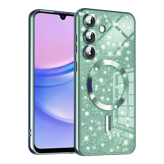 MagSafe-kuori Samsung Galaxy A15 5G A156 / A15 A155:lle, Techsuit, Luxury Glitter, Vaaleanvihreä