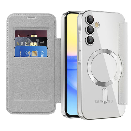 MagSafe-kuori Samsung Galaxy A15 5G A156 / A15 A155:lle, Techsuit, SmartMag Book, Harmaa