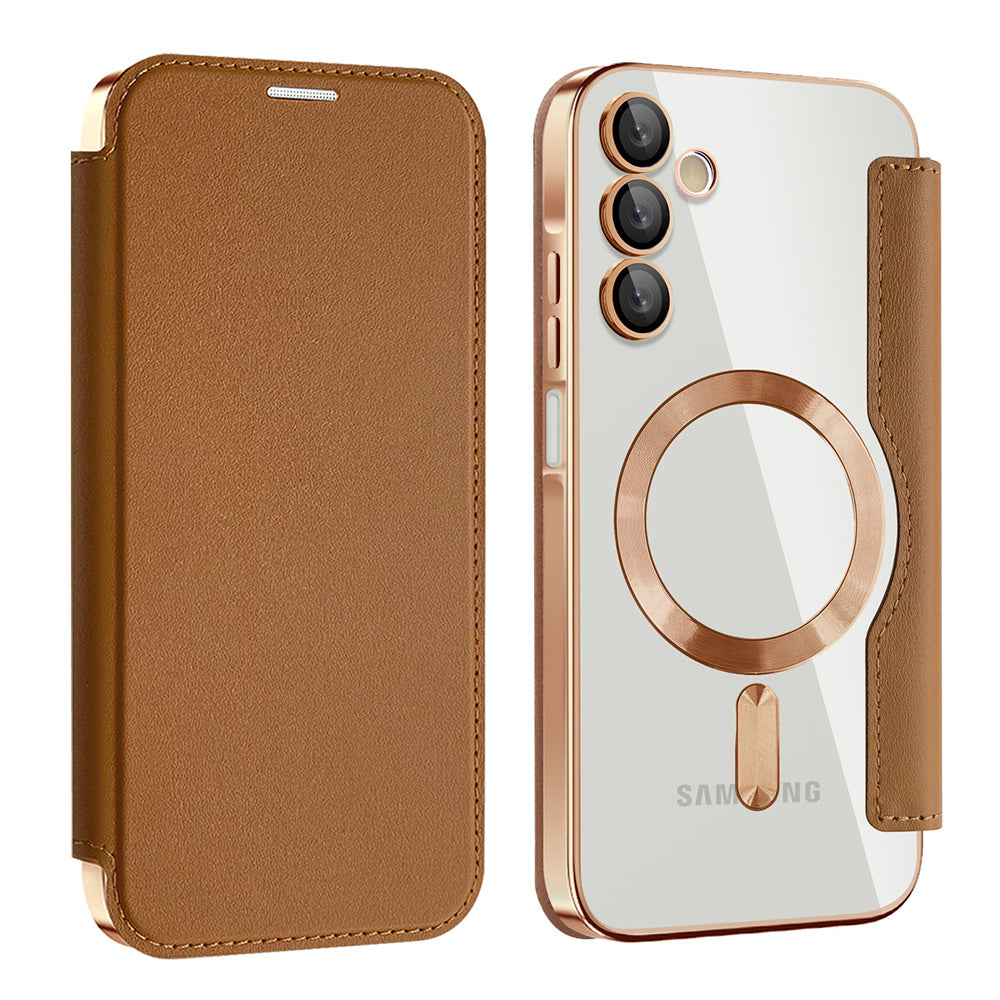MagSafe-kuori Samsung Galaxy A15 5G A156 / A15 A155:lle, Techsuit, SmartMag Book, Ruskea
