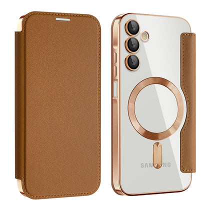MagSafe-kuori Samsung Galaxy A15 5G A156 / A15 A155:lle, Techsuit, SmartMag Book, Ruskea
