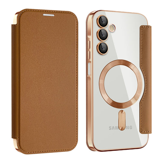 MagSafe-kuori Samsung Galaxy A15 5G A156 / A15 A155:lle, Techsuit, SmartMag Book, Ruskea