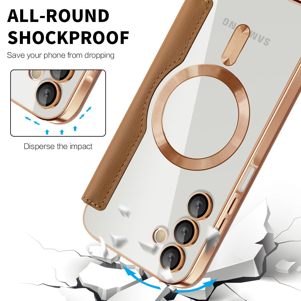 MagSafe-kuori Samsung Galaxy A15 5G A156 / A15 A155:lle, Techsuit, SmartMag Book, Ruskea