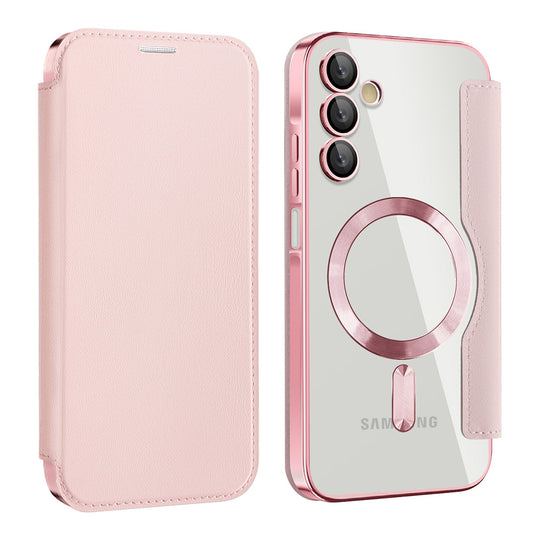 MagSafe-kuori Samsung Galaxy A15 5G A156 / A15 A155:lle, Techsuit, SmartMag Book, vaaleanpunainen
