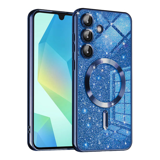 MagSafe-kuori Samsung Galaxy A16 5G A166 / A16 4G A165:lle, Techsuit, Luxury Glitter, Tummansininen