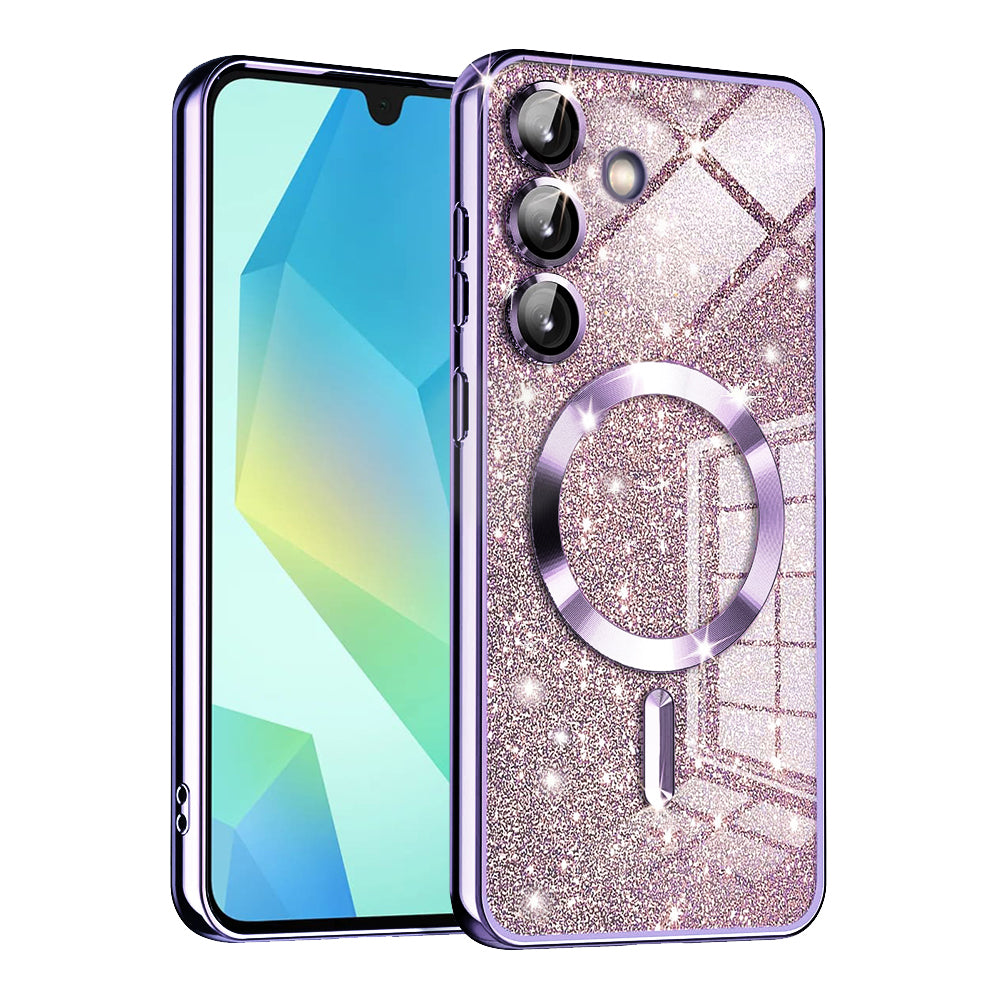 MagSafe-kuori Samsung Galaxy A16 5G A166 / A16 4G A165:lle, Techsuit, Luxury Glitter, Vaaleanvioletti