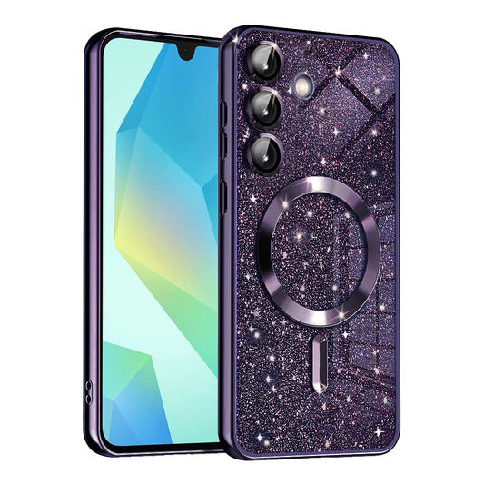 MagSafe-kuori Samsung Galaxy A16 5G A166 / A16 4G A165:lle, Techsuit, Luxury Glitter, Tummanvioletti