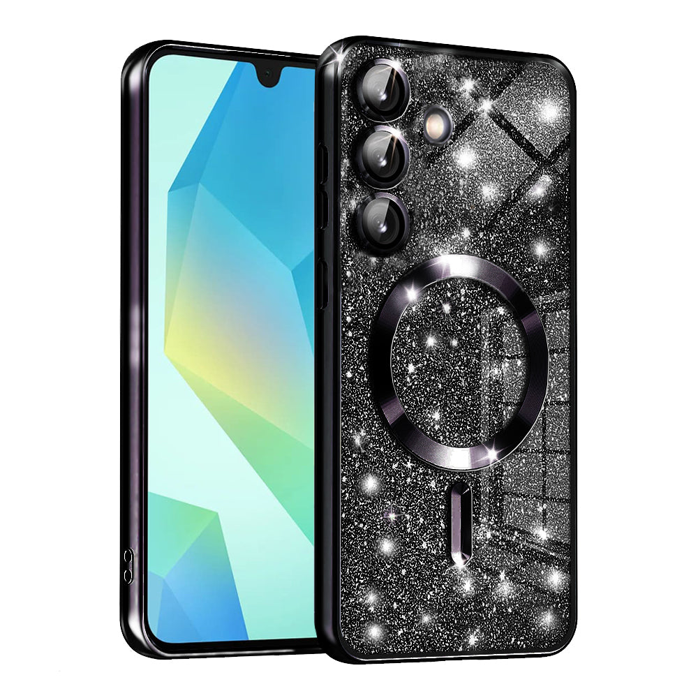 MagSafe-kuori Samsung Galaxy A16 5G A166 / A16 4G A165:lle, Techsuit, Luxury Glitter, Musta