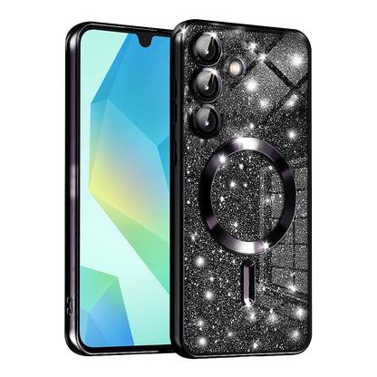MagSafe-kuori Samsung Galaxy A16 5G A166 / A16 4G A165:lle, Techsuit, Luxury Glitter, Musta