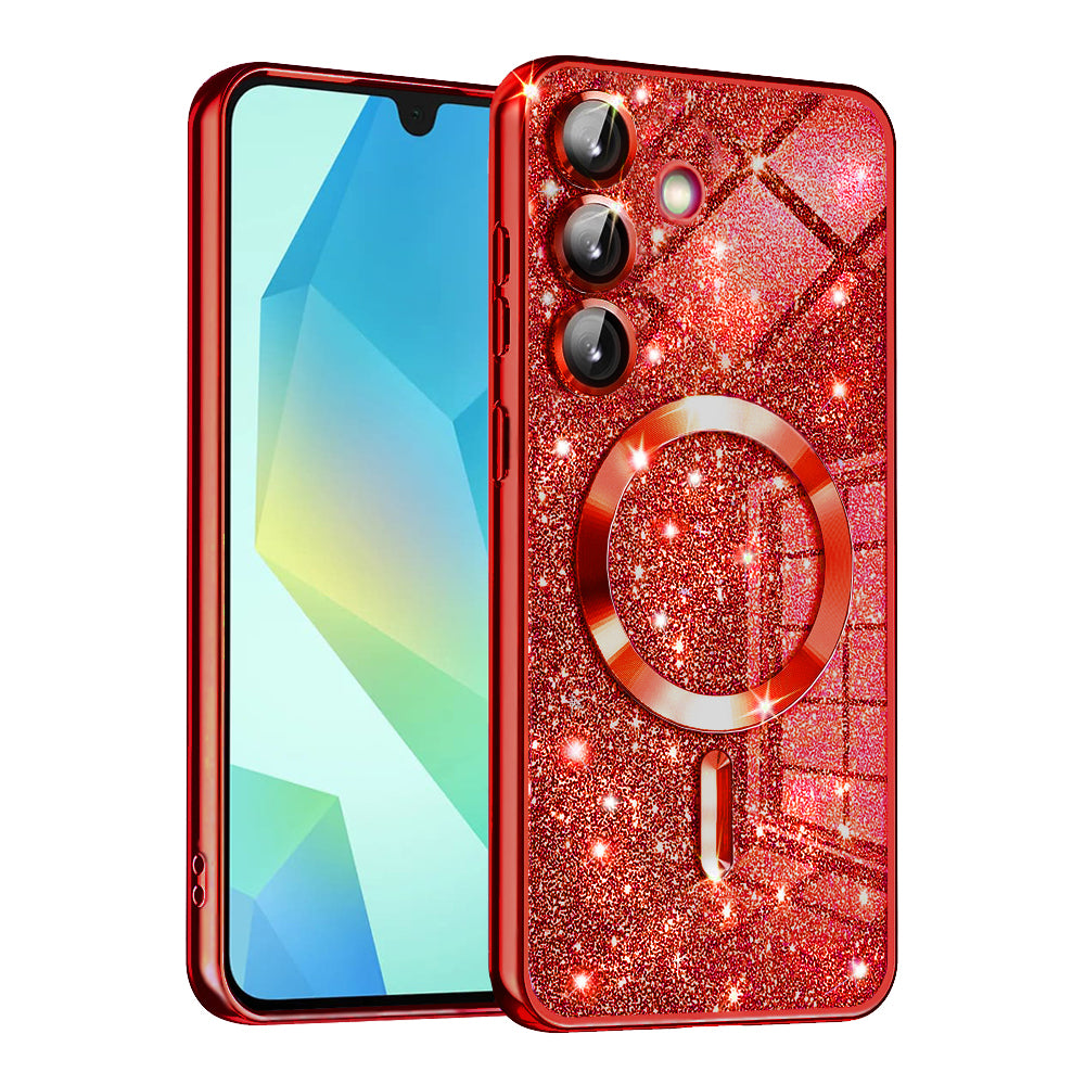 MagSafe-kuori Samsung Galaxy A16 5G A166 / A16 4G A165:lle, Techsuit, Luxury Glitter, Punainen