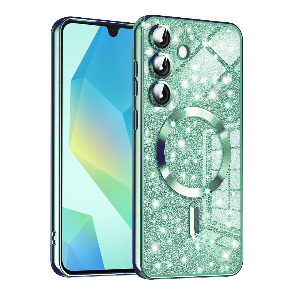 MagSafe-kuori Samsung Galaxy A16 5G A166 / A16 4G A165:lle, Techsuit, Luxury Glitter, Vaaleanvihreä