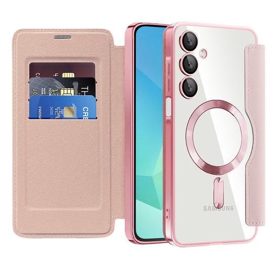 MagSafe-kuori Samsung Galaxy A16 5G A166 / A16 4G A165:lle, Techsuit, SmartMag Book, Vaaleanpunainen