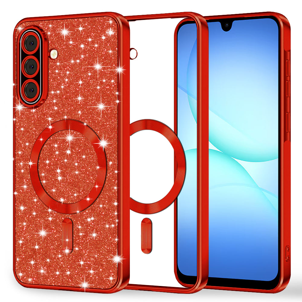 MagSafe-kuori Samsung Galaxy A17 4G / A17 5G:lle, Techsuit, Luxury Glitter, Punainen