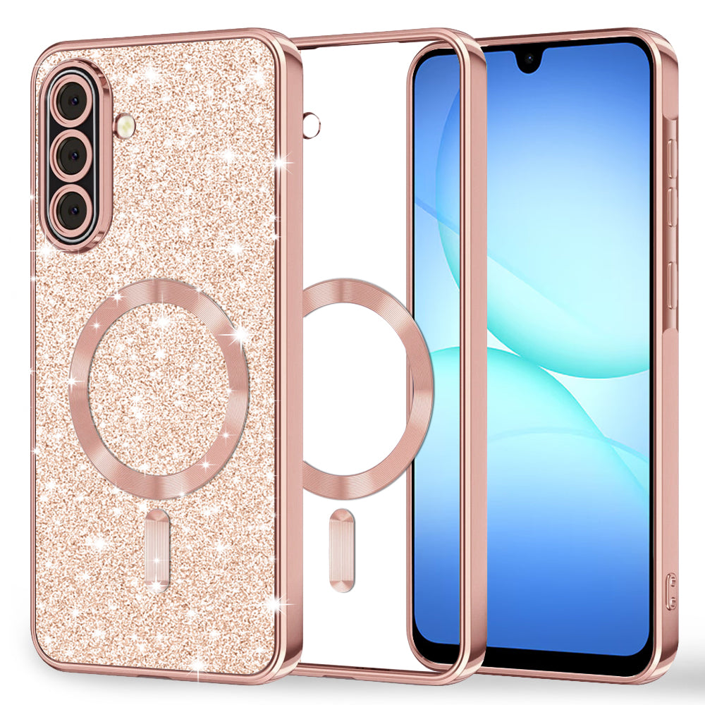 MagSafe-kuori Samsung Galaxy A17 4G / A17 5G:lle, Techsuit, Luxury Glitter, Vaaleanpunainen