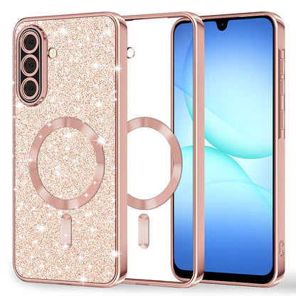 MagSafe-kuori Samsung Galaxy A17 4G / A17 5G:lle, Techsuit, Luxury Glitter, Vaaleanpunainen