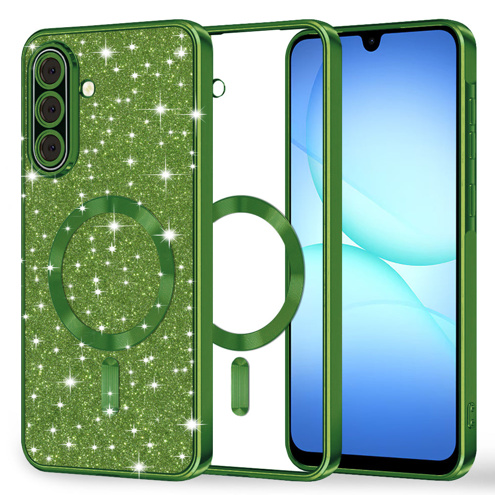 MagSafe-kuori Samsung Galaxy A17 4G / A17 5G:lle, Techsuit, Luxury Glitter, Tummanvihreä