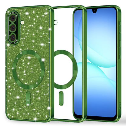 MagSafe-kuori Samsung Galaxy A17 4G / A17 5G:lle, Techsuit, Luxury Glitter, Tummanvihreä