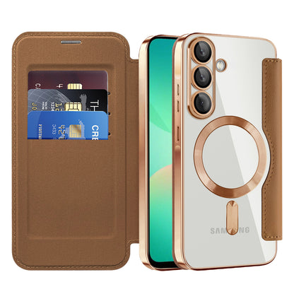 MagSafe-kuori Samsung Galaxy A26 A266:lle, Techsuit, SmartMag Book, Ruskea