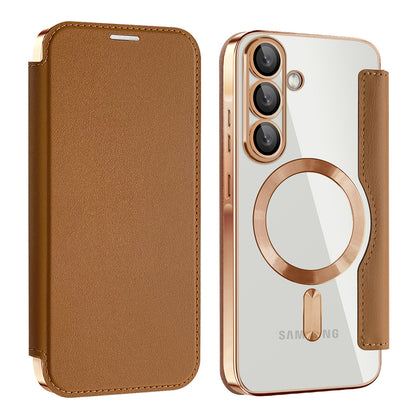 MagSafe-kuori Samsung Galaxy A26 A266:lle, Techsuit, SmartMag Book, Ruskea