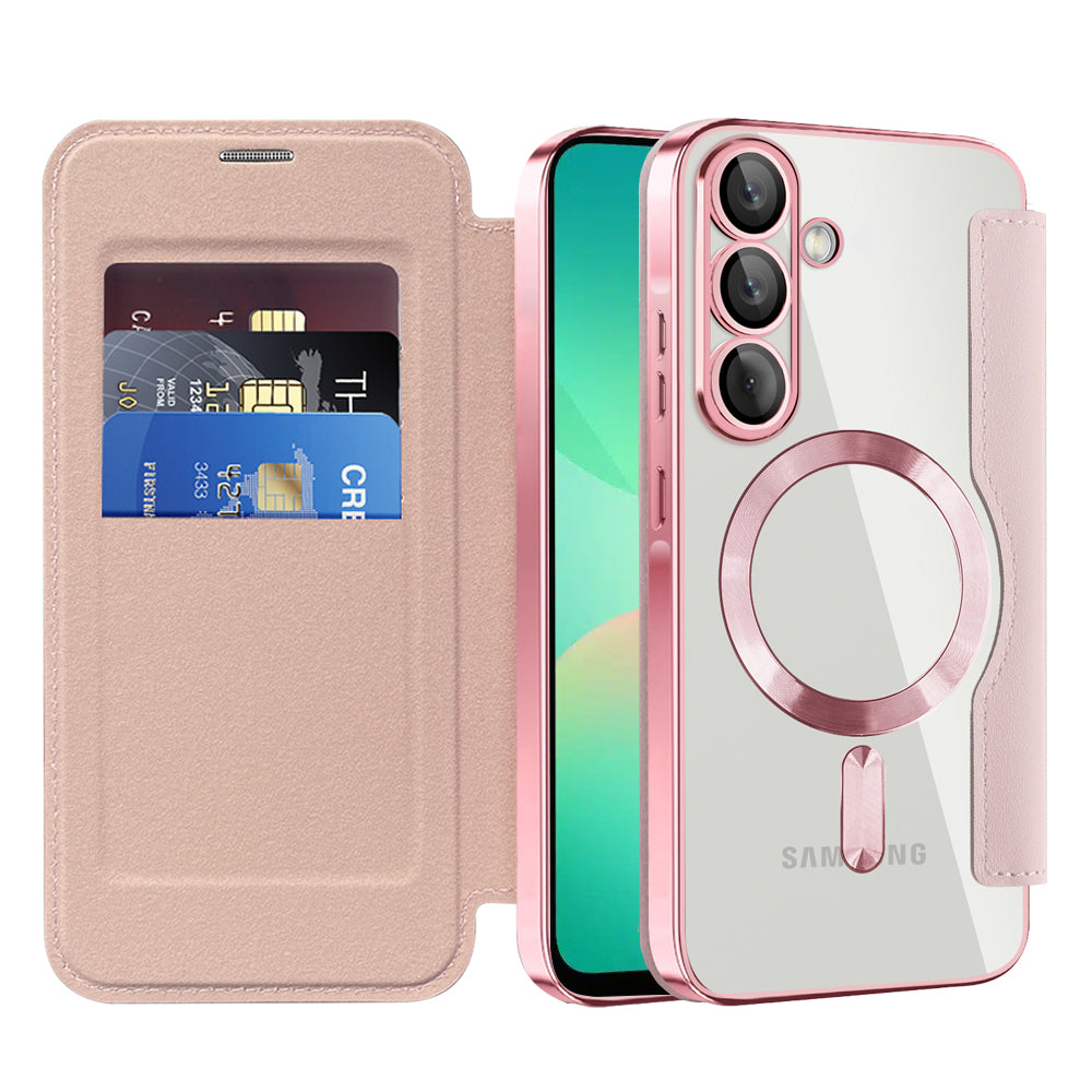 MagSafe-kuori Samsung Galaxy A26 A266:lle, Techsuit, SmartMag Book, Vaaleanpunainen