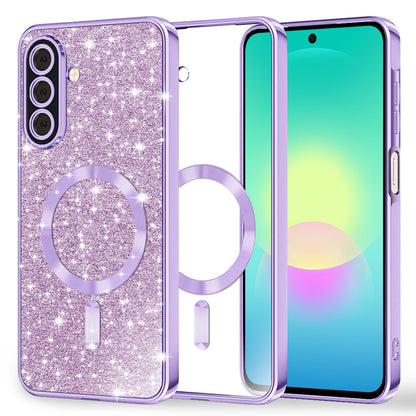MagSafe-kuori Samsung Galaxy A27 5G:lle, Techsuit, Luxury Glitter, Vaaleanvioletti