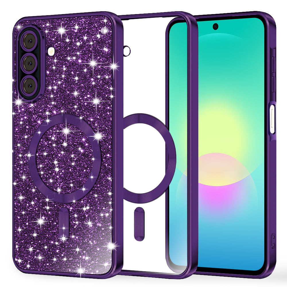 MagSafe-kuori Samsung Galaxy A27 5G:lle, Techsuit, Luxury Glitter, Tummanvioletti