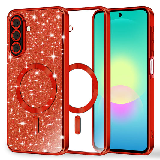 MagSafe-kuori Samsung Galaxy A27 5G:lle, Techsuit, Luxury Glitter, Punainen