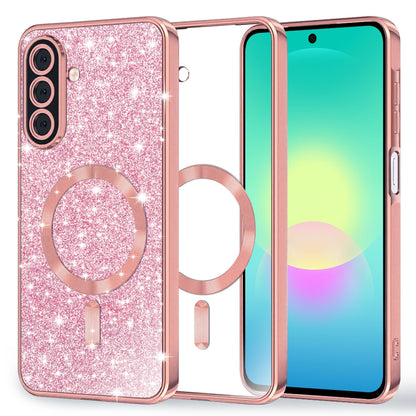 MagSafe-kuori Samsung Galaxy A27 5G:lle, Techsuit, Luxury Glitter, Vaaleanpunainen Kulta