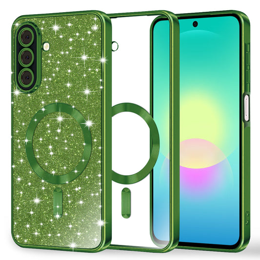 MagSafe-kuori Samsung Galaxy A27 5G:lle, Techsuit, Luxury Glitter, Tummanvihreä