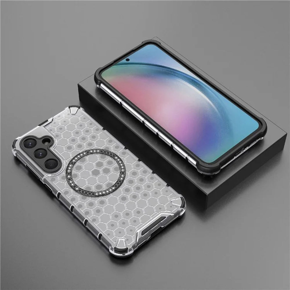 MagSafe-kuori Samsung Galaxy A35 5G A356:lle, Techsuit, HoneyComb Shield, Valkoinen
