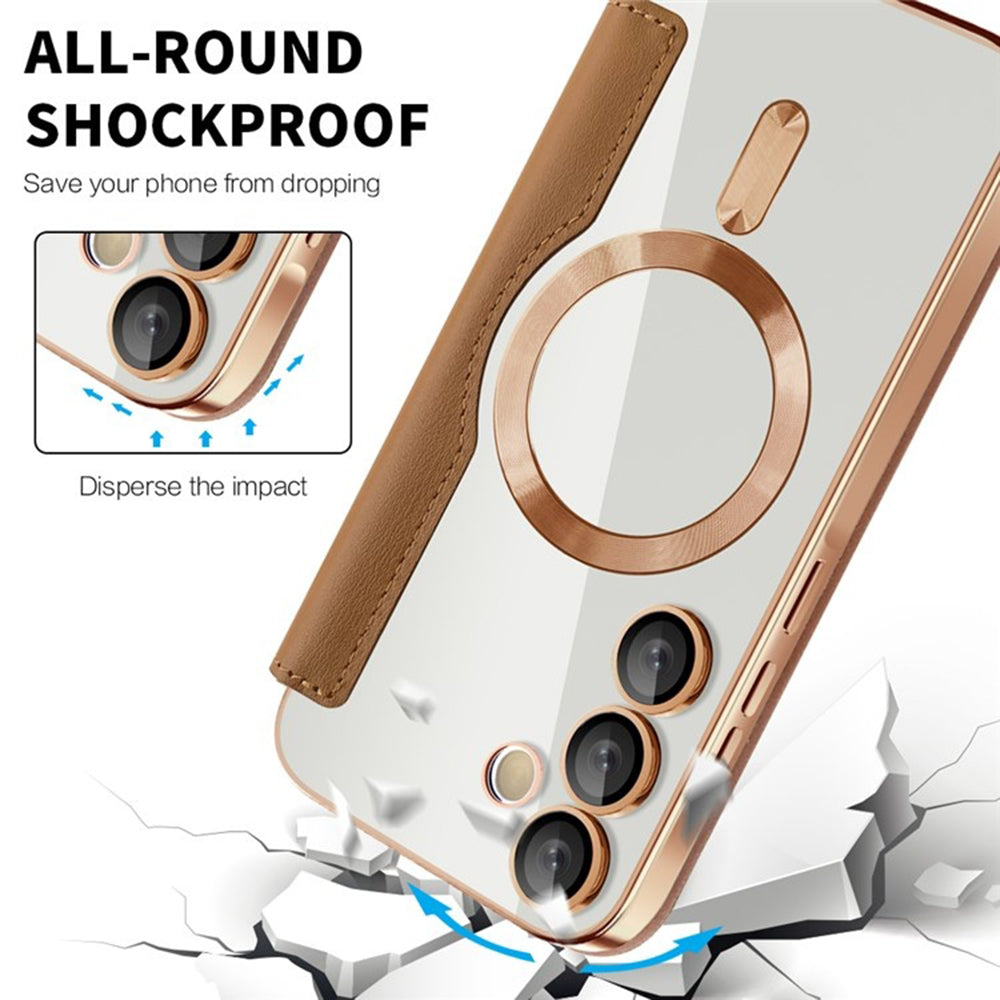 MagSafe-kuori Samsung Galaxy A35 5G A356:lle, Techsuit, SmartMag Book, Ruskea