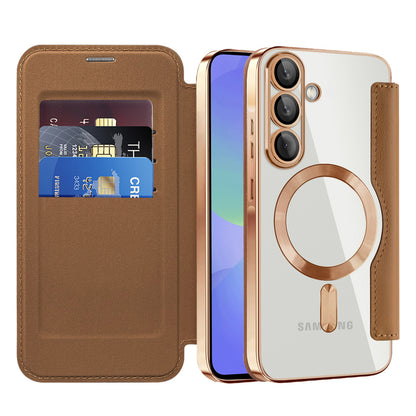MagSafe-kuori Samsung Galaxy A36 A366:lle, Techsuit, SmartMag Book, Ruskea