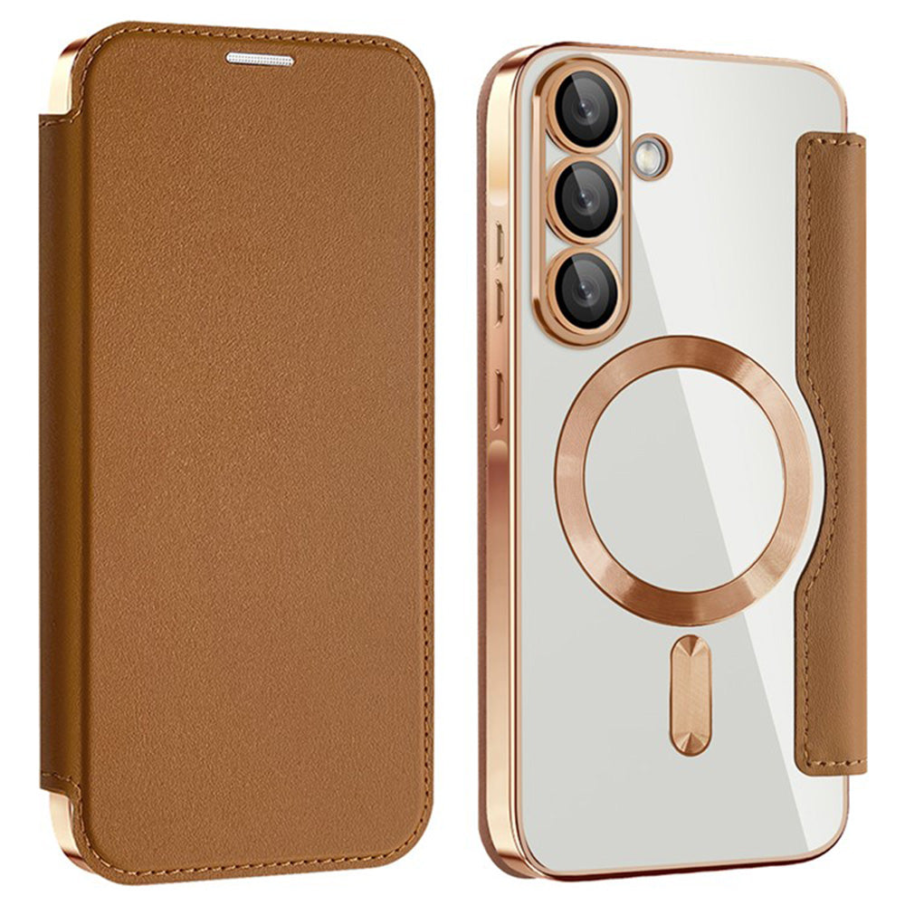 MagSafe-kuori Samsung Galaxy A36 A366:lle, Techsuit, SmartMag Book, Ruskea