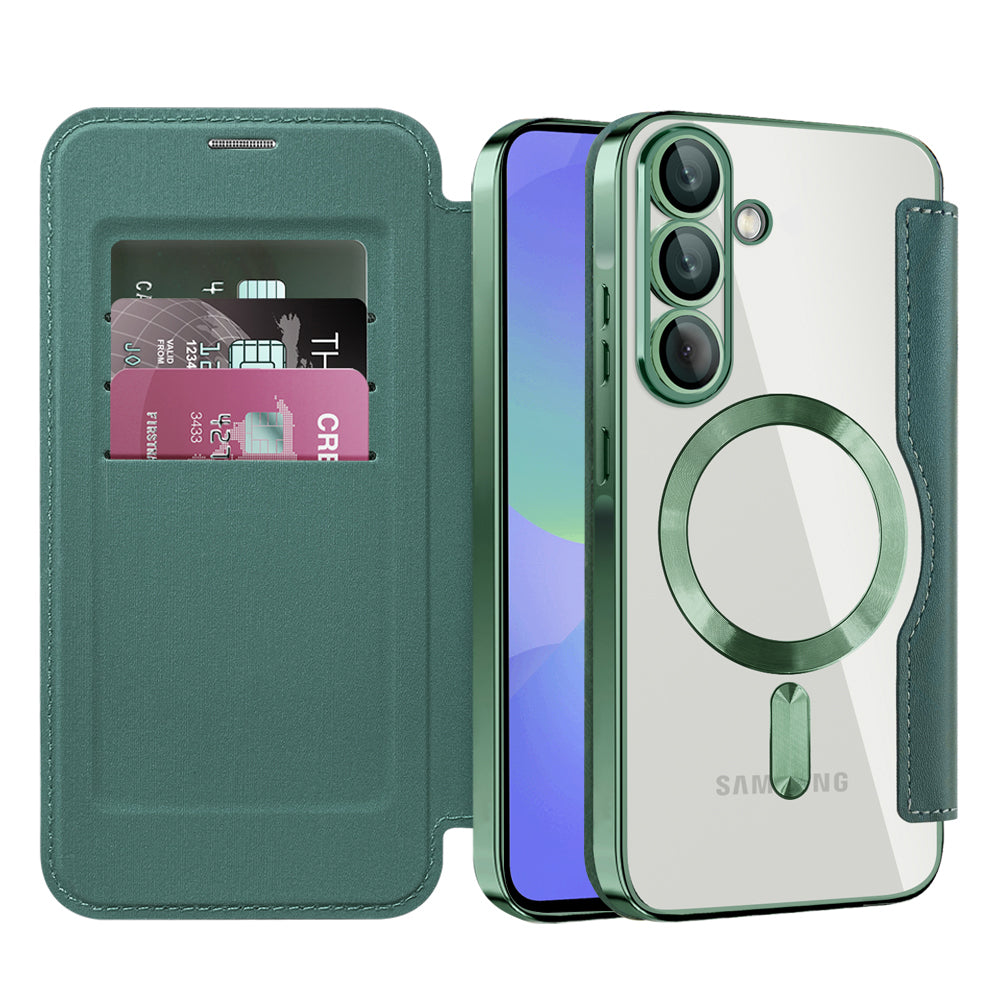 MagSafe-kuori Samsung Galaxy A36 A366:lle, Techsuit, SmartMag Book, Vihreä