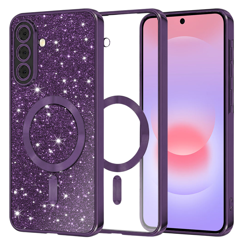 MagSafe-kuori Samsung Galaxy A37 5G:lle, Techsuit, Luxury Glitter, Tummanvioletti