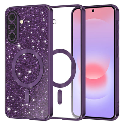 MagSafe-kuori Samsung Galaxy A37 5G:lle, Techsuit, Luxury Glitter, Tummanvioletti