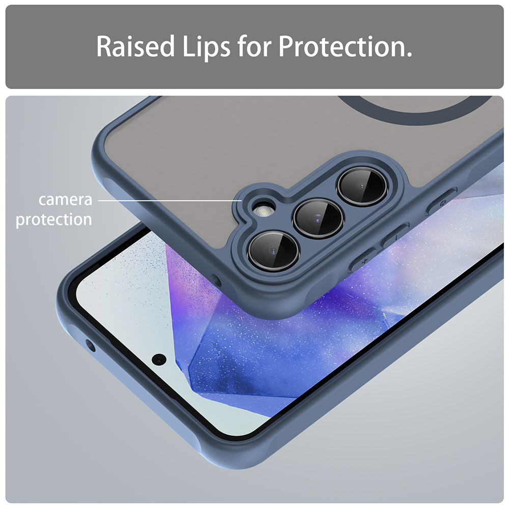 MagSafe Case for Samsung Galaxy A55 5G A556, Techsuit, HaloFrost II, Navy Blue