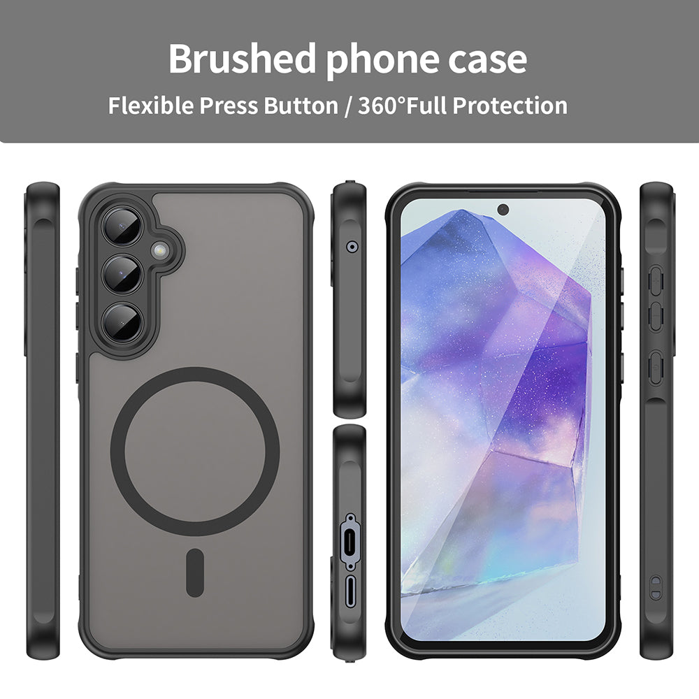 MagSafe Case for Samsung Galaxy A55 5G A556, Techsuit, HaloFrost II, Black