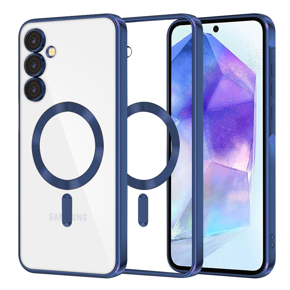 MagSafe Case for Samsung Galaxy A55 5G A556, Techsuit, Luxury Crystal, Dark Blue