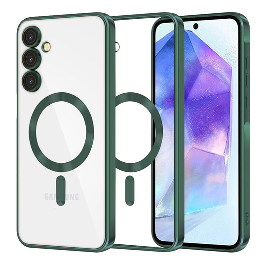 MagSafe-kuori Samsung Galaxy A55 5G A556:lle, Techsuit, Luxury Crystal, Tummanvihreä