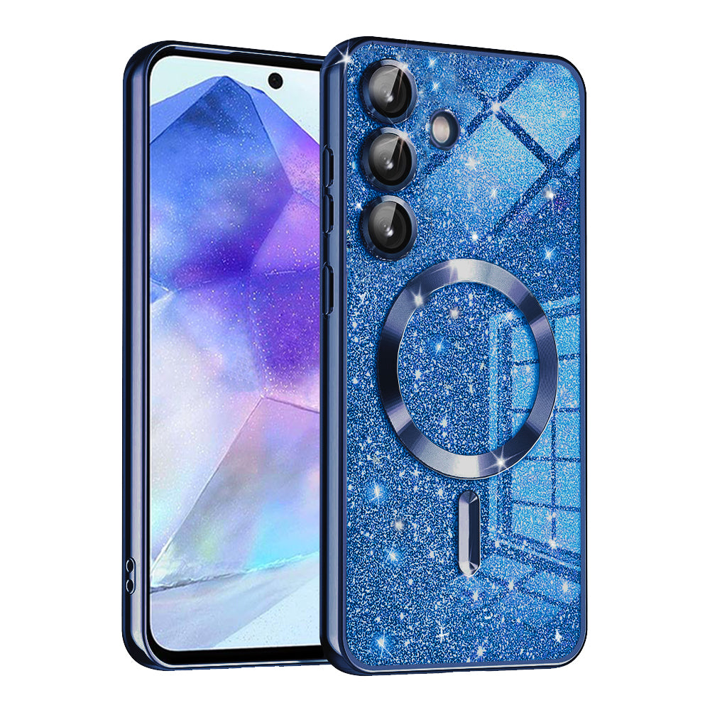 MagSafe-kuori Samsung Galaxy A55 5G A556:lle, Techsuit, Luxury Glitter, Tummansininen