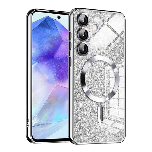 MagSafe-kuori Samsung Galaxy A55 5G A556:lle, Techsuit, Luxury Glitter, Hopea