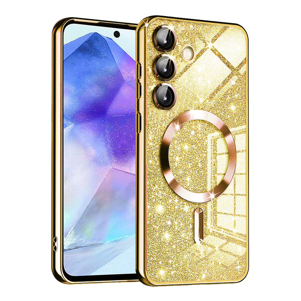 MagSafe-kuori Samsung Galaxy A55 5G A556:lle, Techsuit, Luxury Glitter, Kultainen