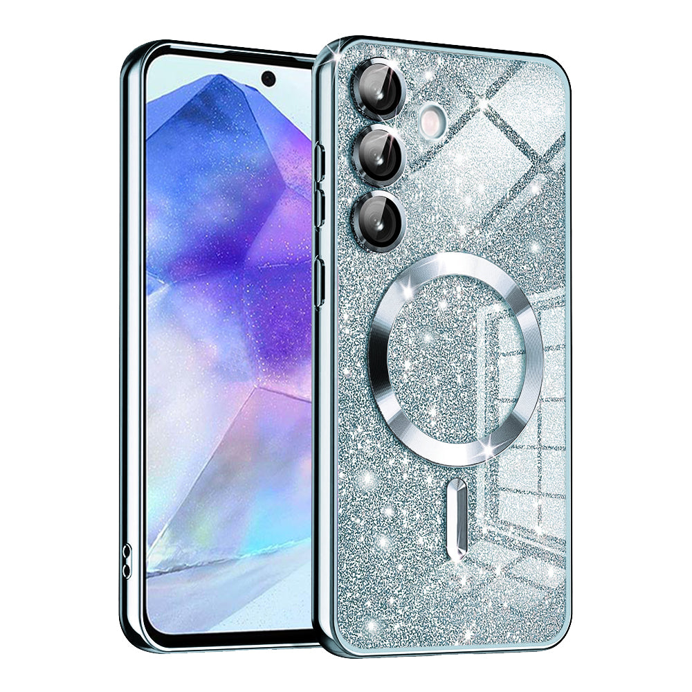 MagSafe Case for Samsung Galaxy A55 5G A556, Techsuit, Luxury Glitter, Blue